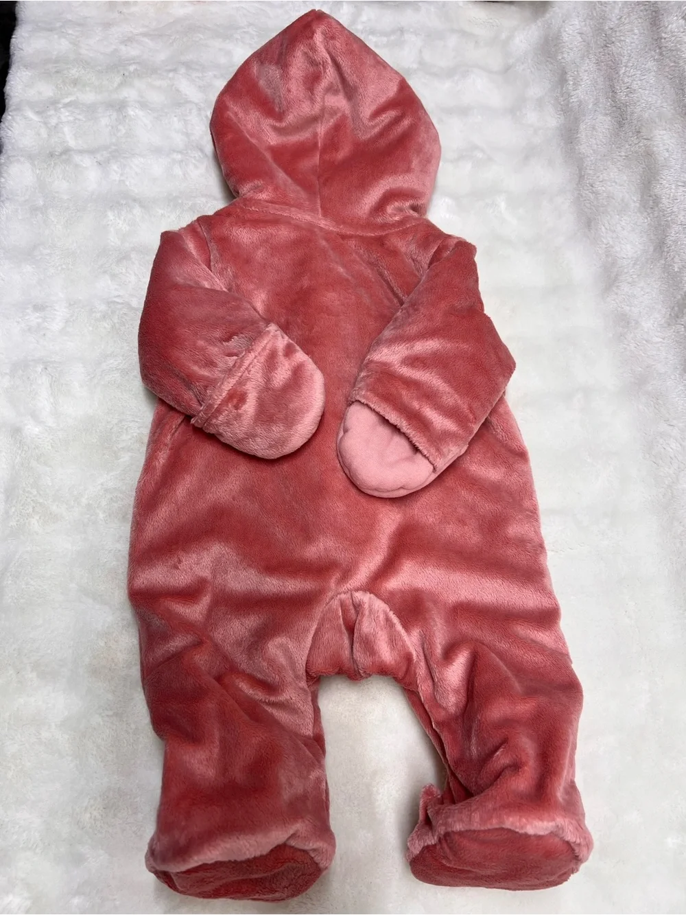 Carter's Dusty Pink Plush Hooded Baby One-Piece with Fox Footies